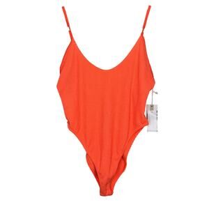 Good American NWT Always Fits Textured One Piece Swimsuit Orange 5/6 Plus Size